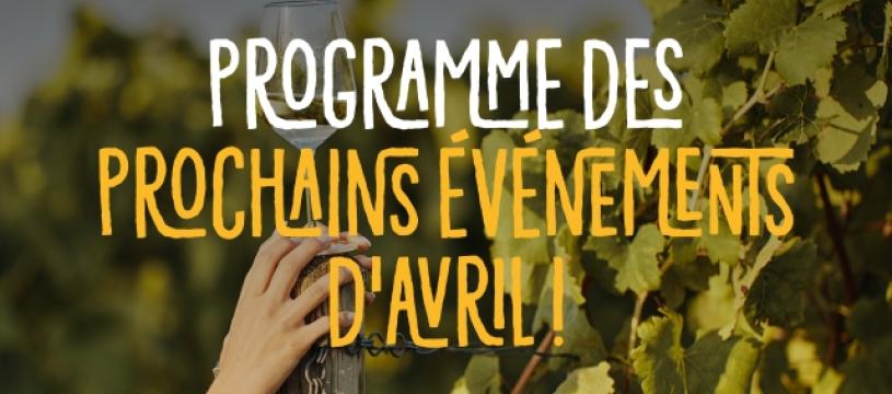 Programme des prochains événements d'avril ! 
